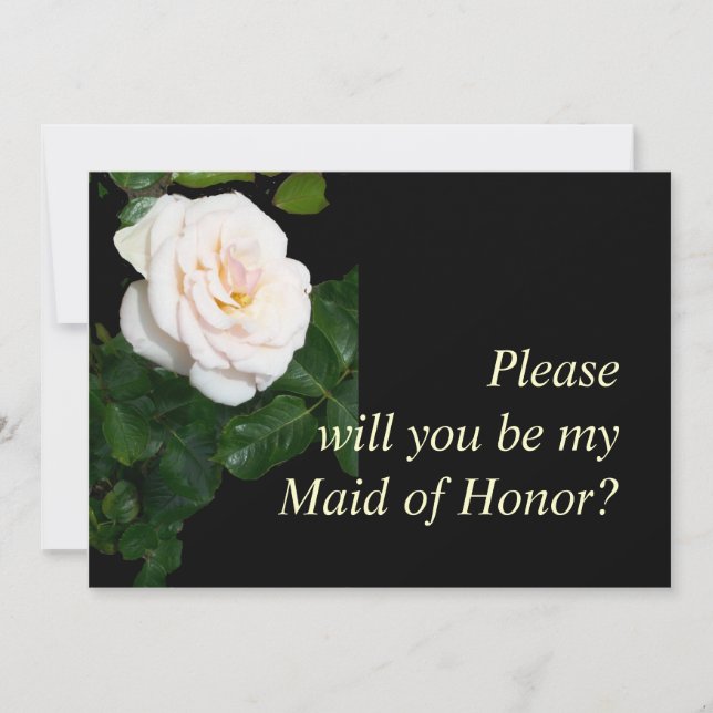 Pale Pink Rosebud Maid of Honor Request Card (Front)