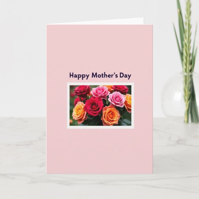 Pale Pink Roses Bloom Card (Front)