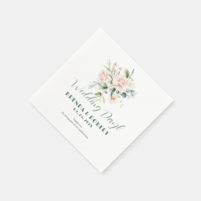 Pale Pink Roses Bouquet Napkins (Corner)