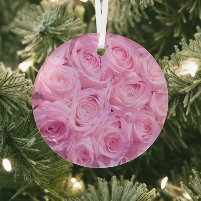 Pale pink roses glass ornament (Insitu)