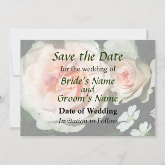 Pale Pink Roses in Garden Save The Date