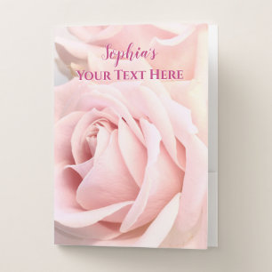 Pale Pink Roses, Name, Title, Info Pocket Folder