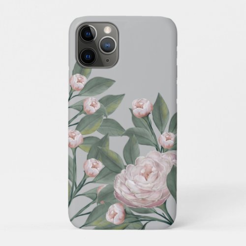 Pale Pink Roses With editable background   iPhone 11 Pro Case