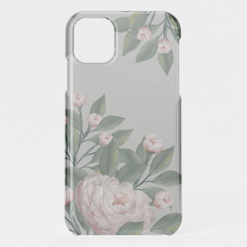 Pale Pink Roses With editable background     iPhone 11 Case
