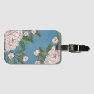 Pale Pink Roses with Navy Blue Background  Luggage Tag