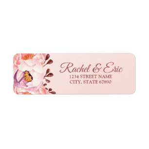 Pale Pink Ruby Floral Wedding Return Address Label