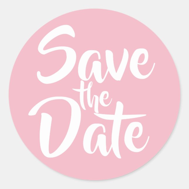 Pale Pink Save the Date Classic Round Sticker (Front)