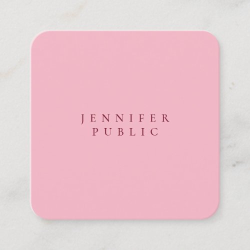 Pale Pink Stylish Minimalist Plain Luxury Modern Square Business Card