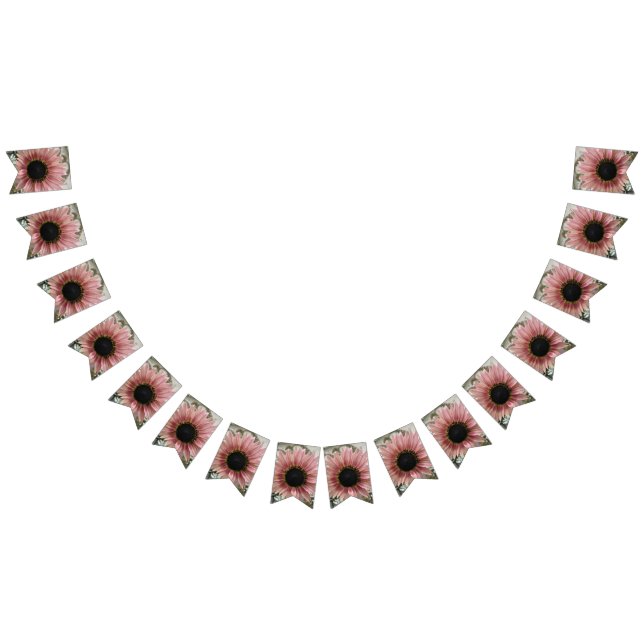 Pale Pink Sunflower Bunting Flags (All)