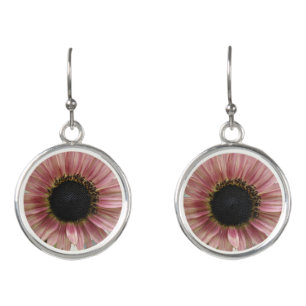 Pale Pink Sunflower Earrings