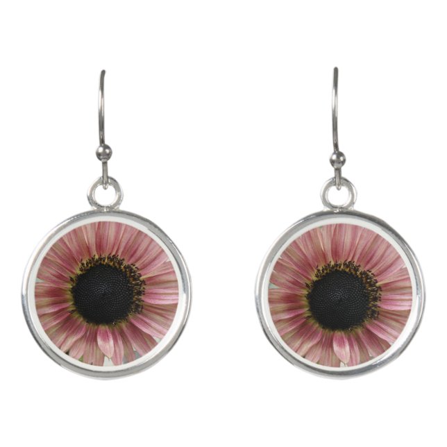 Pale Pink Sunflower Earrings (Front)