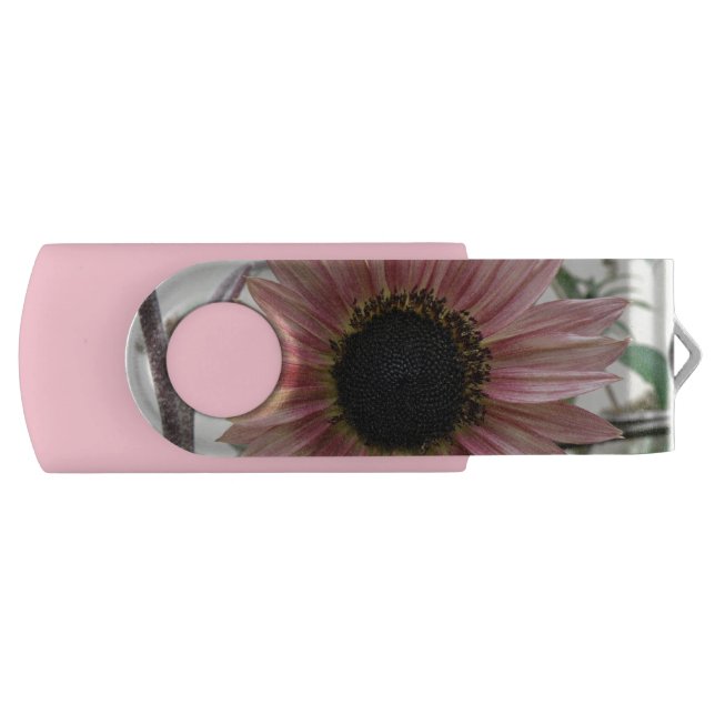 Pale Pink Sunflower Flash Drive (Front)