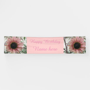 Pale Pink Sunflower Personalized Birthday Banner