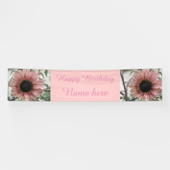 Pale Pink Sunflower Personalized Birthday Banner by Fallen_Angel_483 at Zazzle