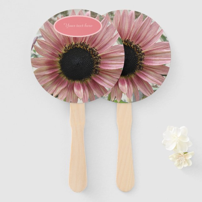 Pale Pink Sunflower Personalized Hand Fan (Front and Back)