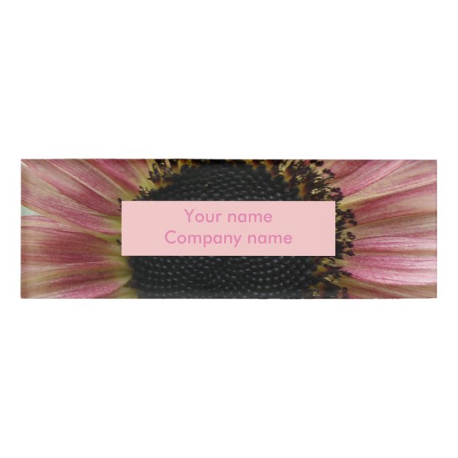 Pale Pink Sunflower Personalized Name Tag (Front)