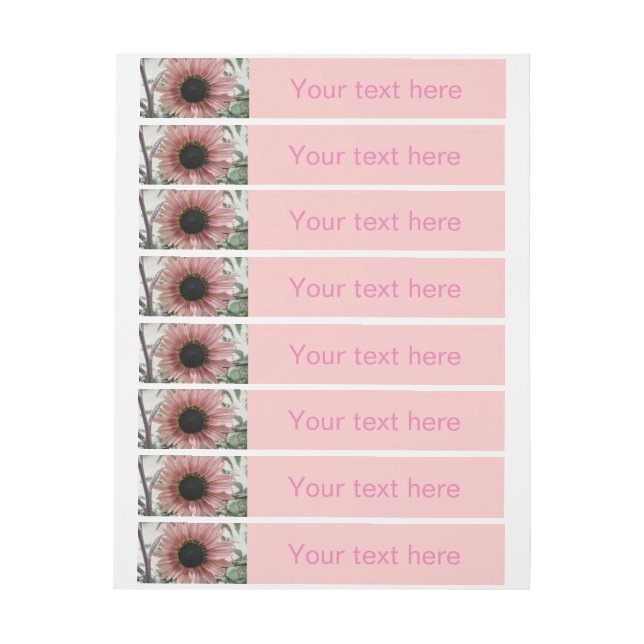 Pale Pink Sunflower Personalized Wrap Around Address Label (Sheet)