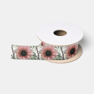 Pale Pink Sunflower Satin Ribbon