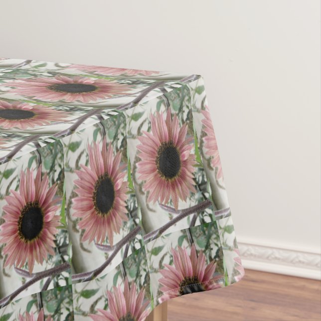 Pale Pink Sunflower Tablecloth (In Situ)
