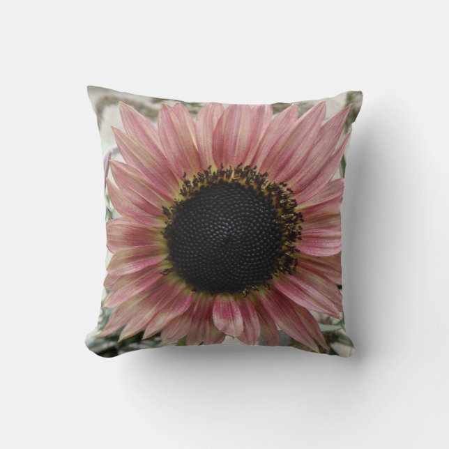 Pale Pink Sunflower Throw Pillow (Front)