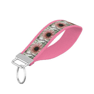 Pale Pink Sunflower Wrist Keychain