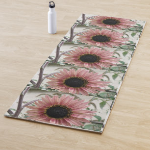 Pale Pink Sunflower Yoga Mat