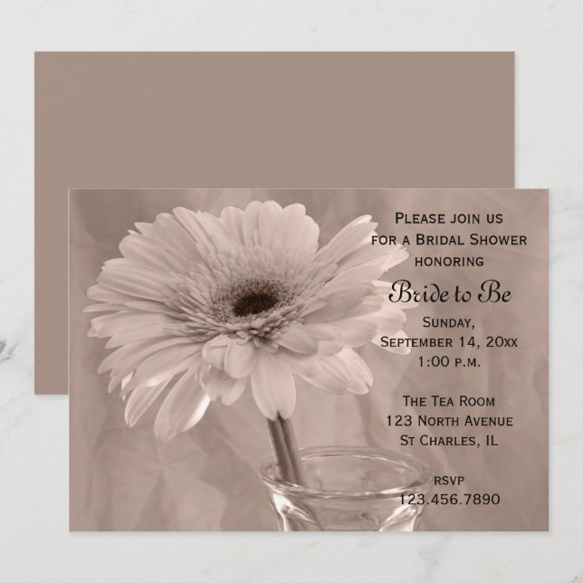 Pale Pink Tinted Daisy Bridal Shower Invitation (Front/Back)