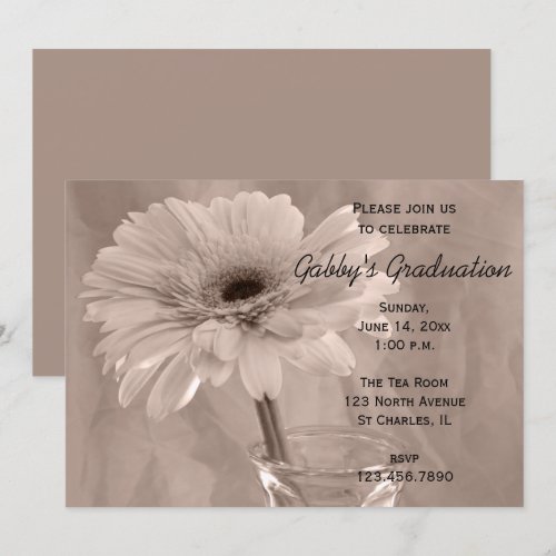Pink Tinted Daisy Graduation Party Invitation