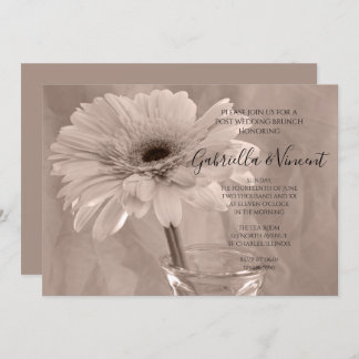 Pale Pink Tinted Daisy Post Wedding Brunch Invitation