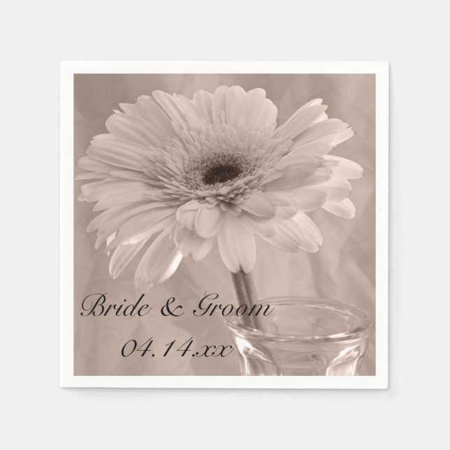 Pale Pink Tinted Daisy Wedding Paper Napkins (Front)