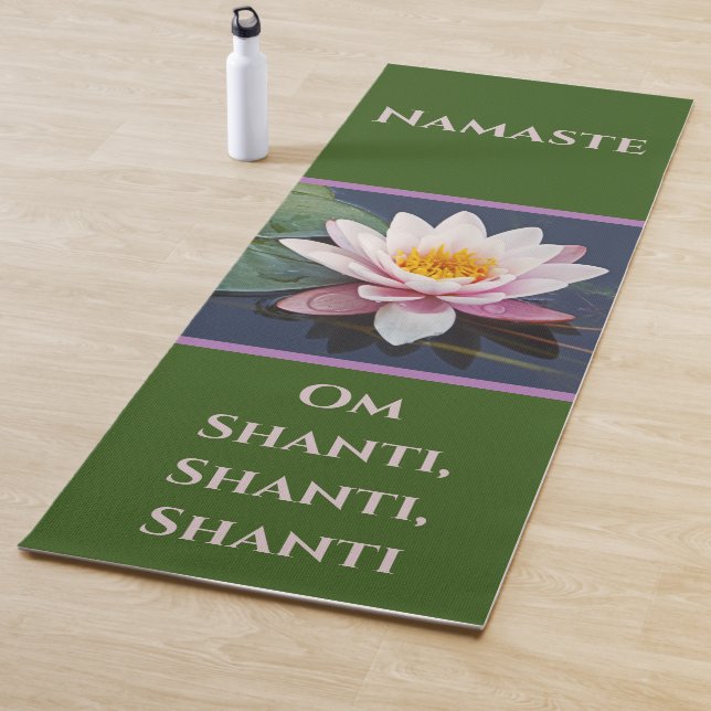 Pale Pink Water Lily/Namaste/Om Shanti Yoga Mat (In Situ)