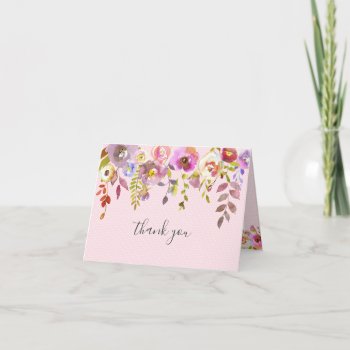 Pale Pink Watercolor Floral Baby Shower Thank You Card by lemontreecards at Zazzle