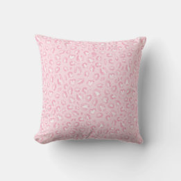 Pale Pink Watercolor Leopard Throw Pillow