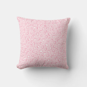 Pale Pink Watercolor Leopard Throw Pillow