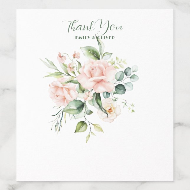 Pale pink watercolors roses bouquet envelope liner (Design)