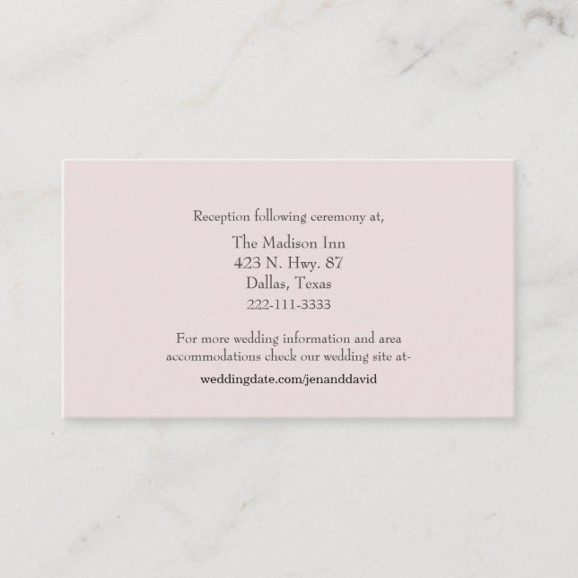 Pale Pink Wedding enclosure cards (Front)