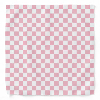 Pale Pink White Checkerboard Pattern Bandana