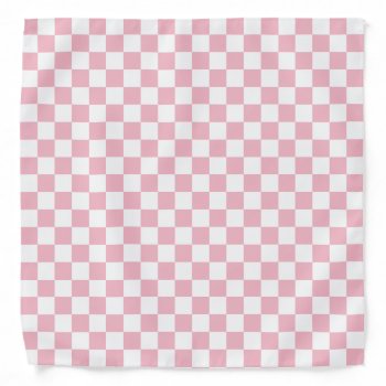 Pale Pink White Checkerboard Pattern Bandana by BestPatterns4u at Zazzle