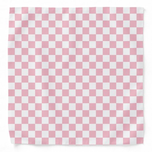 Pale Pink White Checkerboard Pattern Bandana