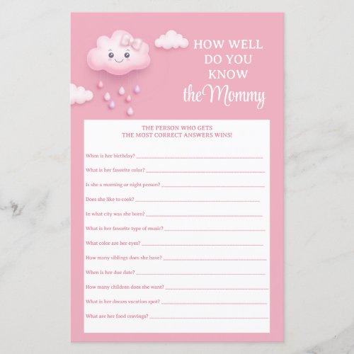 Pale pink white cloud 9 Do You Know The Mommy game