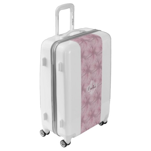 Pale Pink White Flora Monogram Luggage