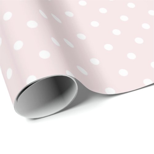 Pale Pink  White Polka Dot Wrapping Paper