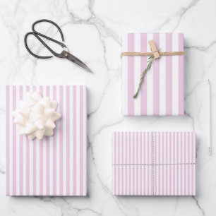 Pale Pink & White Stripes Wrapping Paper Sheets