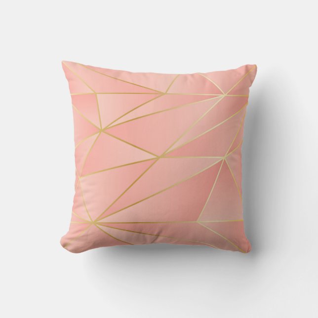 Pale Pink With Golden Throw Pillow (Front)