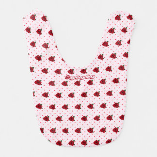 Pale Pink with Mini Dots and Roses Baby Bib