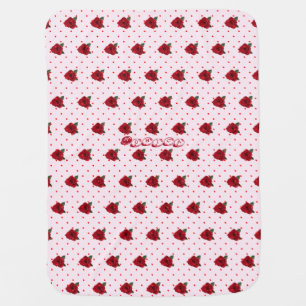 Pale Pink with Mini Dots and Roses Baby Blanket