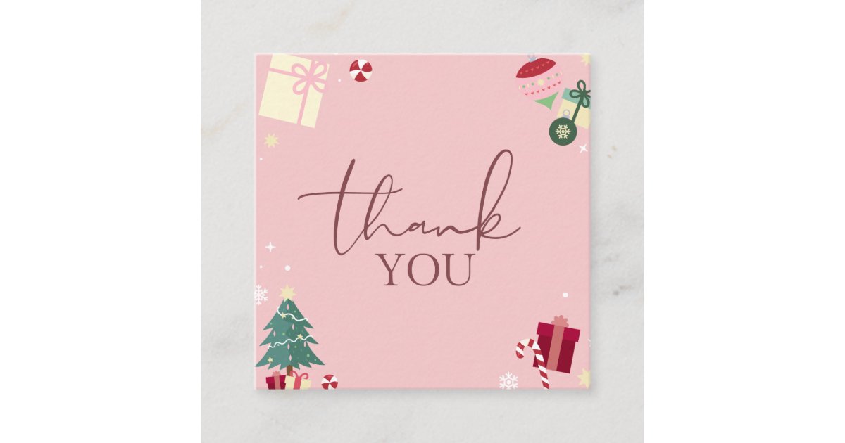 Bright Pink and Green Christmas Thank You Card