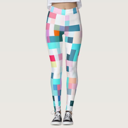 Pale Pixels Geometric  Leggings