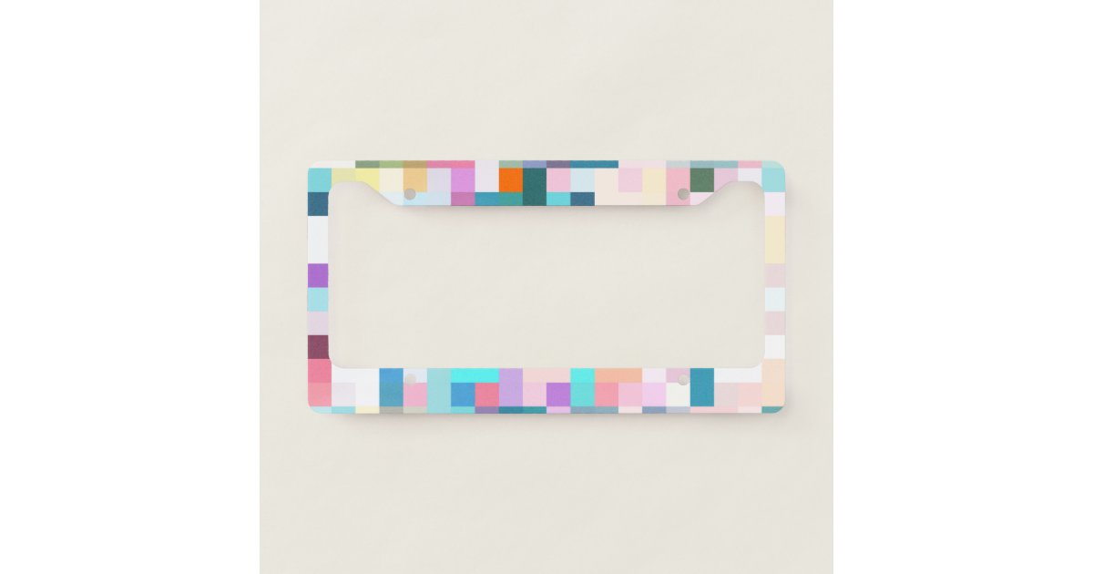 Pale Pixels Geometric License Plate Frame | Zazzle