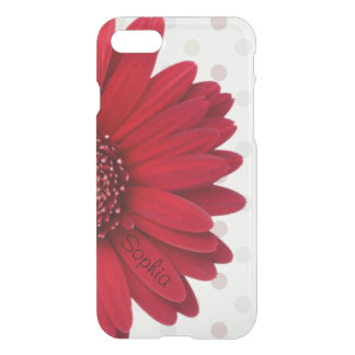 Pale Polka Dot Red Daisy Custom Name iPhone SE/8/7 Case